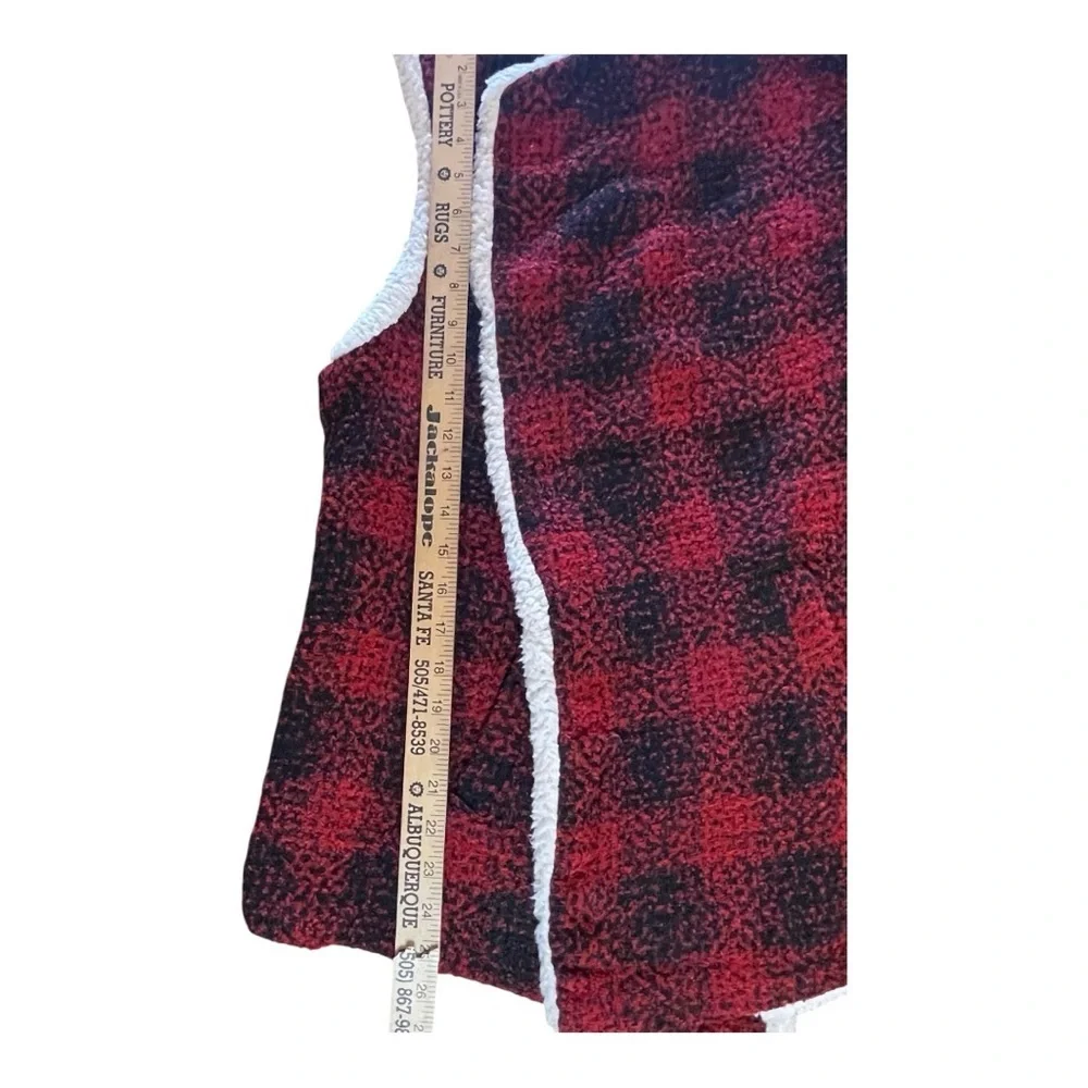 O Diva Buffalo Plaid Sherpa Lined Vest